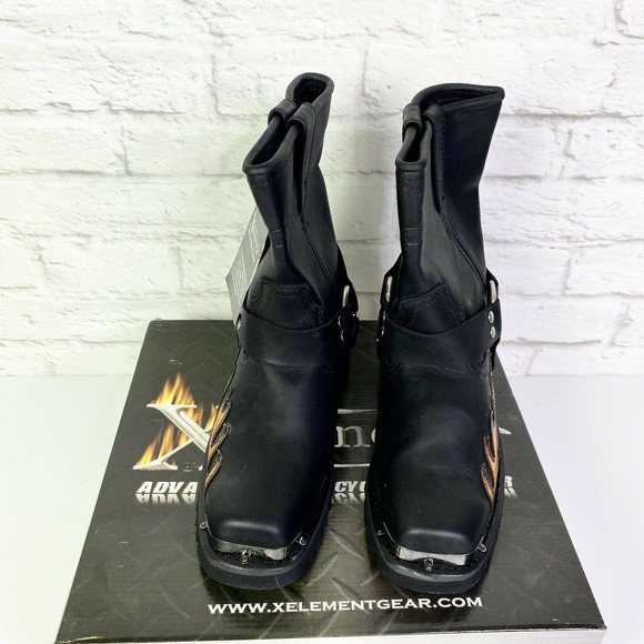 Xelement 2490 Black Harness Motorcycle Boots Flame - Picture 4 of 9